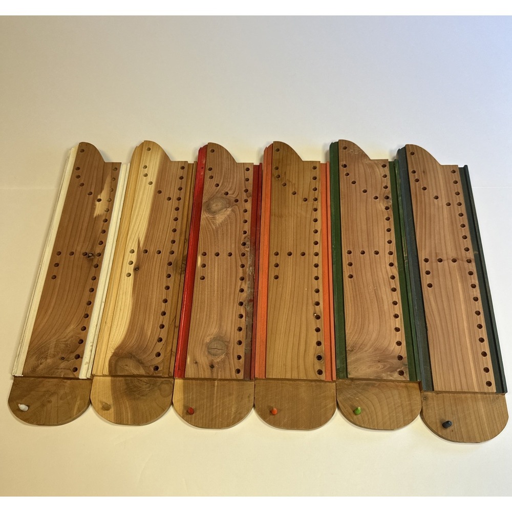 Vintage Cribbage Handmade Set Of Cedar Boards (6) 2.5" x 12"